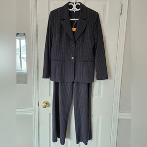 Pinstripe Grey Suit 8 Pants 10 Jacket Les Ailes De La Mode Wideleg Pants